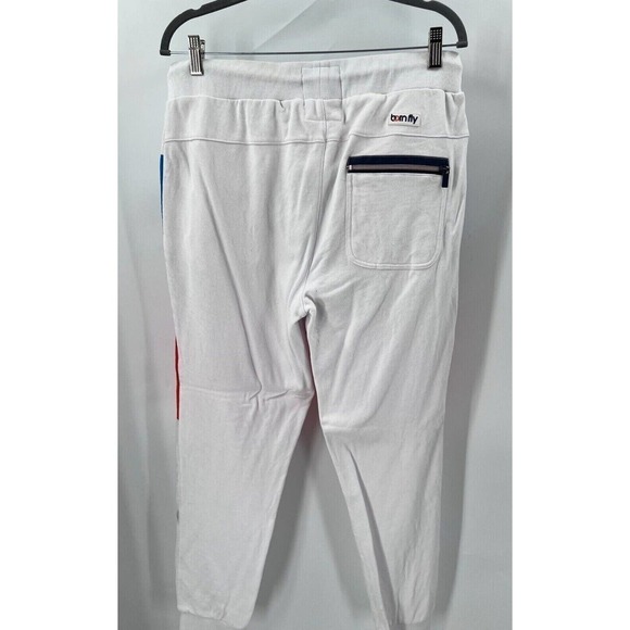 Born Fly Men's Large Anytown USA Multicolor Stripe White Track Pants Zip Pockets - Picture 2 of 6